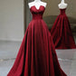 Schönes, charmantes, rotes, modisches, schlichtes, elegantes, langes, bodenlanges Satin-Ballkleid, Abendkleid, Ballkleid gh3725