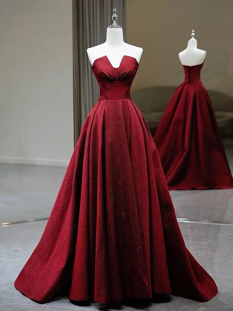 Schönes, charmantes, rotes, modisches, schlichtes, elegantes, langes, bodenlanges Satin-Ballkleid, Abendkleid, Ballkleid gh3725