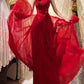 Robe de soirée longue en satin et tulle à fleurs rouges, robe de bal, robe de fête d'anniversaire, gh4414