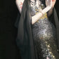 Robe de soirée longue en satin bleu, magnifique et exquise, avec perles, gh4503