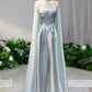 Girlhomeshops-Hellgrünes langes Ballkleid aus Satin mit Blumenperlen, Abschlussballkleid, Zeremonienkleid, langärmlig, gh5309