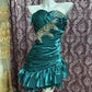 Champagne Beaded Short Ruffle Satin Homecoming Dress Prom Dress Birthday Dress gh4633