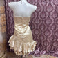 Champagne Beaded Short Ruffle Satin Homecoming Dress Prom Dress Birthday Dress gh4633