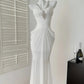 Robe de soirée longue en mousseline de soie, robe de bal blanche à licou et diamants lourds, gh4333