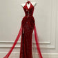 Ölgemälde Retro rot Fischschwanz feinen Glitzer Tüll Galaxie fließenden Ballkleid Abendkleid gh4327