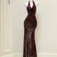 ✨Robe de soirée longue dos nu bordeaux avec jupe queue de poisson, robe de bal gh4332