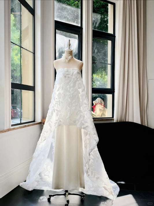Girlhomeshops--White exquisite lace long elegant fairy wedding prom dress gh5446