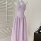 Robe longue violette à col en V et dos nu Taro gh4564