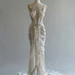 Ivory White Elegant Long Satin Tulle Chiffon Party Dress Ball Gown Evening Dress gh4693