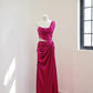 Girlhomeshops-Dark pink stylish and elegant long satin Prom dress evening dress gh5065