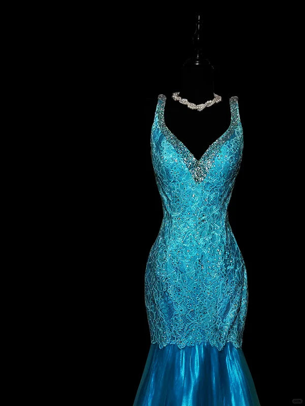 Robe de soirée élégante à col en V et motif floral, style sirène, longue, en satin, longueur au sol, robe de bal, gh3818