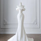 White simple fashion mermaid slim long satin wedding dress wedding dress prom dress evening dress gh4828
