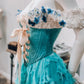 Girlhomeshops-Blue floral corset long retro elegant Prom dress evening dress gh5072