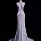 Purple Elegant Long Floor Length Satin Ball Gown Evening Dress Party Dress gh4293