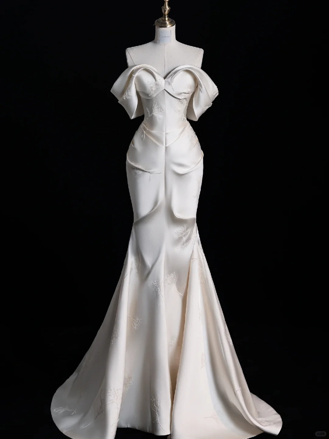 Elfenbein Elegantes Satin Langes Meerjungfrau Schlankes Bodenlanges Ballkleid Abendkleid Brautkleid gh4199