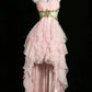 Pink ruffles rhinestones elegant beautiful long/short prom dress evening dress homecoming dress birthday party dress gh4723