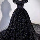 Midnight Galaxy - Off-the-shoulder dazzling sequined evening gown gh7072