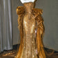 Girlhomeshops--Gold gorgeous sparkling exquisite beaded mermaid long prom dress gh5488