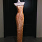 Girlhomeshops--Super beautiful golden gorgeous glitter metal mermaid fishtail long prom dress gh5489