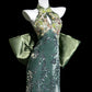 Grün Elegant Exquisite Perlen Pailletten Lange Satin Meerjungfrau Cheongsam Ballkleid Abendkleid Brautkleid Partykleid gh4132