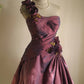 Symphony Purple Fashion Sexy Handmade Rose Flower Short Taffeta Satin Homecoming Dress Birthday Party Dress Cocktail Party Dress Evening Dress Retro Princess Dress Wedding Adult Ceremony Birthday Party gh3963