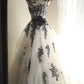 Black Swan Lace Floral Long Tulle Princess Ball Gown Evening Gown Wedding Dress gh4324