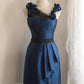 Blue floral short satin homecoming dress birthday party dress small orchid gh4304