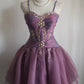 Lila Retro Palast Puffy Short Homecoming Kleid Prinzessin Kleid Taft Satin Organza handgefertigte Perlen Erwachsene Zeremonie Geburtstagsparty gh4373