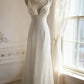 girlhomeshops-Sleeveless White Chiffon Mermaid Wedding Dress, Minimalist Elegant Slim - fitting Floor - length Wedding Gown gh5831