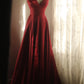 girlhomeshops-Sleeveless Wine - Red Satin A - line Floor - length Evening Dress gh5832