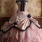 girlhomeshops-Sleeveless Pink - Blue Contrast Lace - decorated Puff dress, Retro Court - style Satin Floor - length Evening Dress gh5830