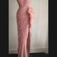 Rosa elegantes einzigartiges langes Tüll-Schrägschnitt-unregelmäßiges Plissee-Fischschwanz-Ballkleid-Dinnerparty-Abendkleid-Hochzeits-Erwachsenenzeremonie-Geburtstagsparty gh4079