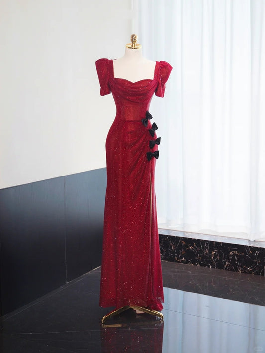 Rotes wunderschönes glänzendes langes bodenlanges Ballkleid mit Pailletten, Abendkleid, Abschlusskleid, gh4551