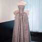 Silber wunderschöne glänzende rosa Schleife lange bodenlange Pailletten Ballkleid Abendkleid Abschlusskleid gh4552