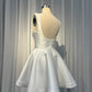 ✨Girlhomeshops🔥 Remise : 5 % de réduction sur les commandes de plus de 100 $ - Robe de bal courte classique en satin blanc à la mode, tenue de rentrée scolaire gh4970