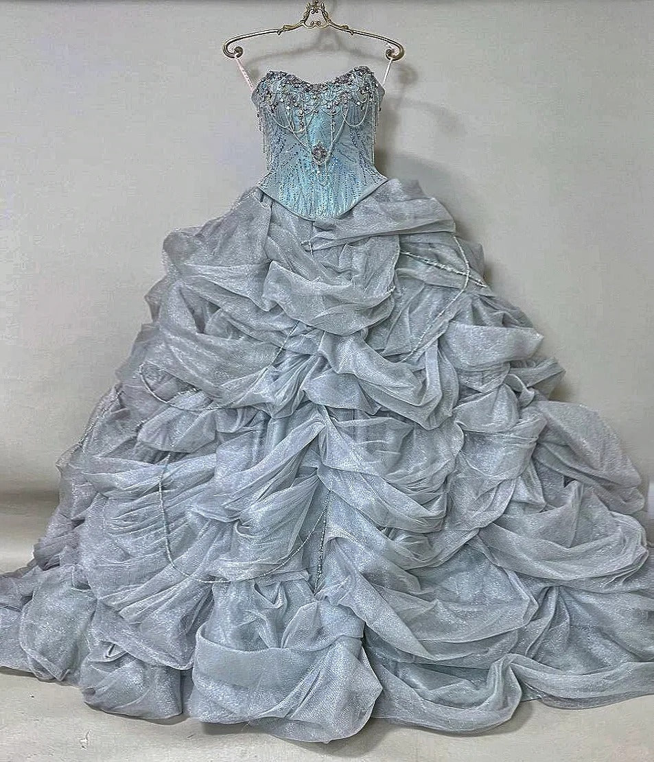 Girlhomeshops - Wunderschönes, funkelndes, elegantes, langes Ballkleid aus Tüll in Rosa, gh5320