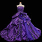 Girlhomeshops - Lila florales, mit Perlen verziertes, modisches, wunderschönes, elegantes, langes Tüll-Ballkleid gh5324