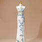 Robe de soirée longue blanche luxueuse, magnifique, brillante, unique, élégante, exquise, florale, perles de bambou, paillettes, bretelles, robe de bal, robe de réception de mariage, robe de bal gh4026