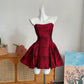 Black/Red/White Fashion Short Satin Princess Dress Homecoming Dress Birthday Party Dress Cocktail Party Dress Evening Dress Prom Dress Evening Dress gh3970