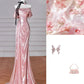 Rosa Schöne Elegante Satin Lange Meerjungfrau Schlank Bodenlangen Ballkleid Abendkleid Ballkleid gh4204
