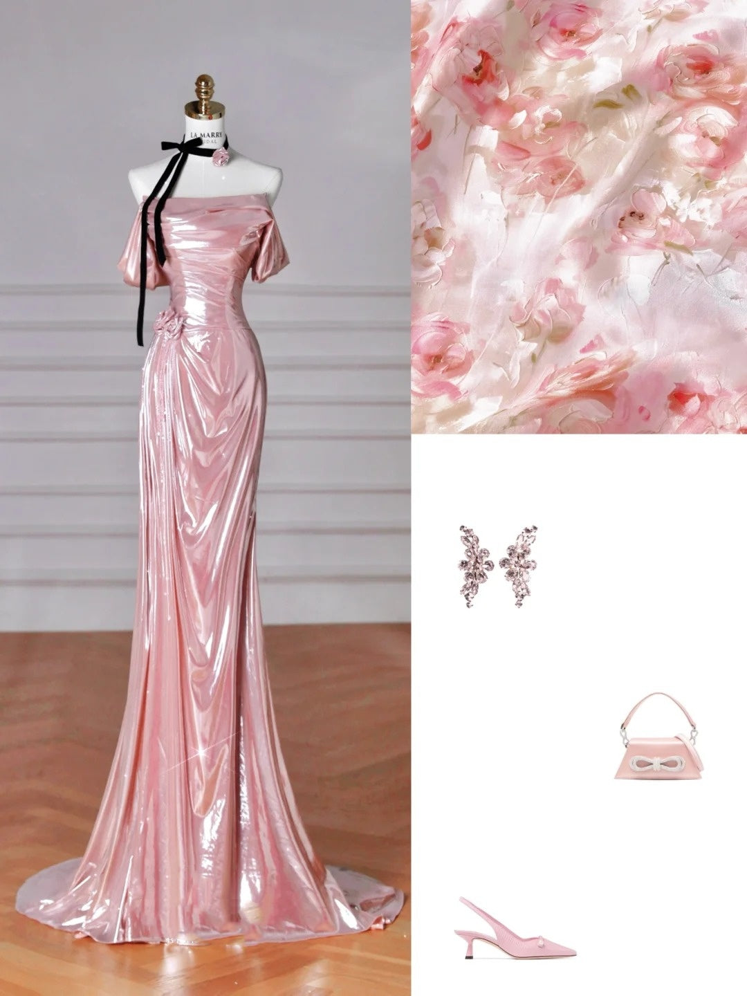 Rosa Schöne Elegante Satin Lange Meerjungfrau Schlank Bodenlangen Ballkleid Abendkleid Ballkleid gh4204