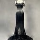 girlhomeshops-Black Satin Lace Long Dress gh6247