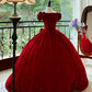 Girlhomeshops - Burgunderrot, elegant, Retro, lang, Samt, Quinceanera-Kleid, Ballkleid, Abschlussballkleid, Prinzessinnenkleid, gh5005