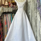 Girlhomeshops - Robe de soirée longue en satin blanc, coupe trapèze, élégante et simple, gh5190
