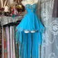 girlhomeshops-Blue sweetheart neckline short chiffon dress dress gh6127