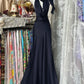 Robe de soirée longue en satin bleu marine, style rétro, simple, tenue de soirée, tenue de rendez-vous, gh4880
