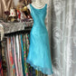 Robe de soirée bleue vintage, magnifique robe longue en tulle, robe de bal, gh4778