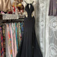 Robe de soirée sirène noire, longue et sexy, en satin, ajourée, gh4395
