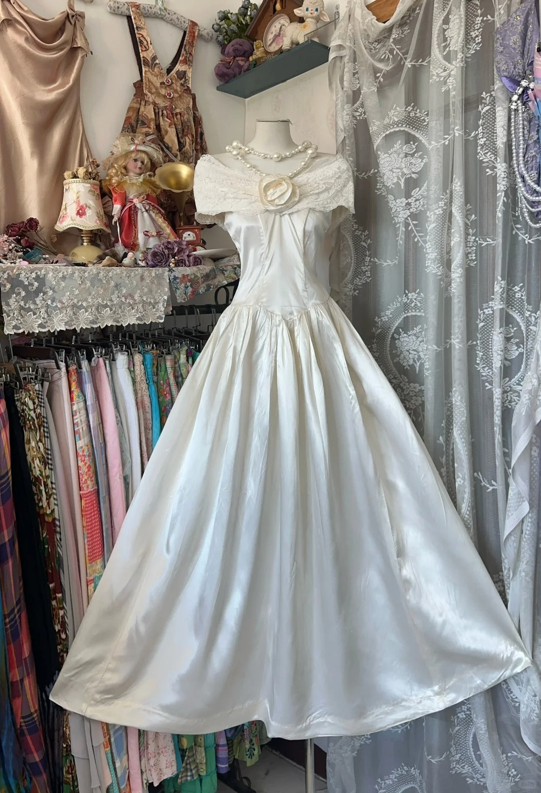 Girlhomeshops - Robe de soirée longue en satin blanc ivoire à fleurs, robe de fête d'anniversaire, gh5181