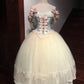 Pink White Calla Floral Cute Lace Short Homecoming Dress Tulle Lolita Prom Dress gh4383